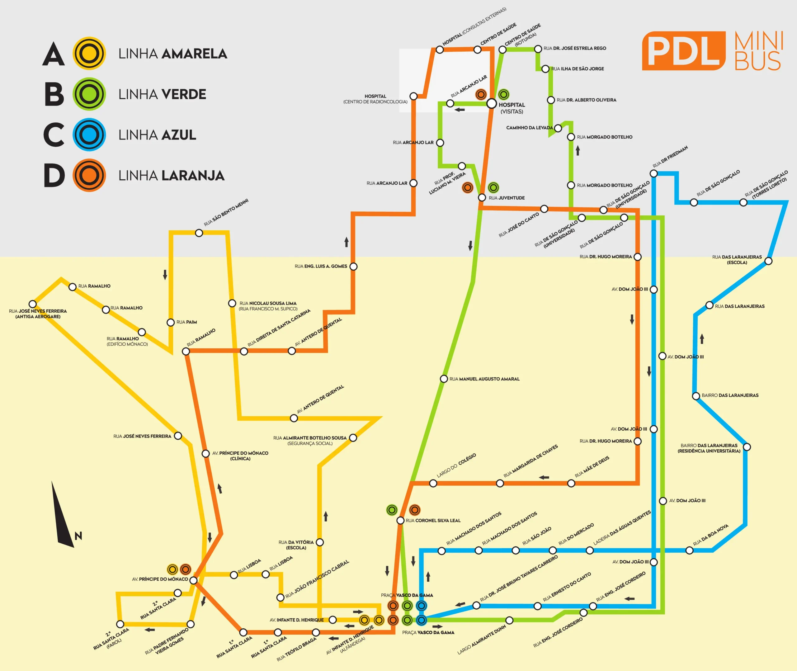 Mapa da Rede Mini-Bus Ponta Delgada