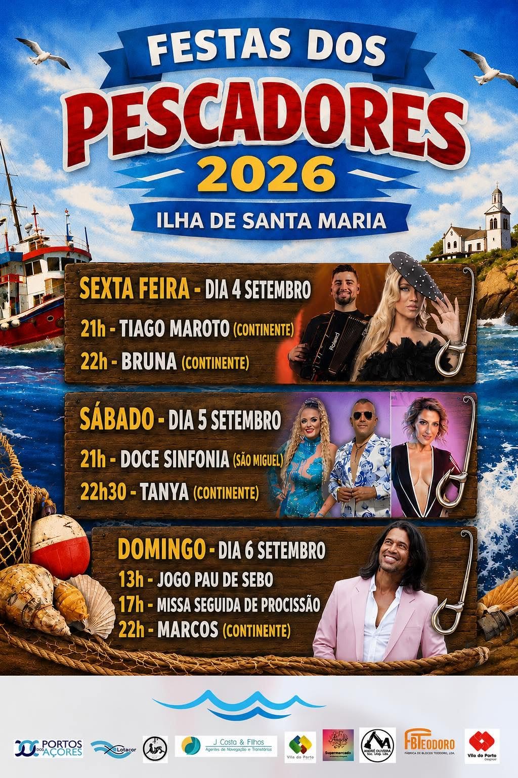Cartaz das Festas dos Pescadores 2026 na ilha de Santa Maria, Açores