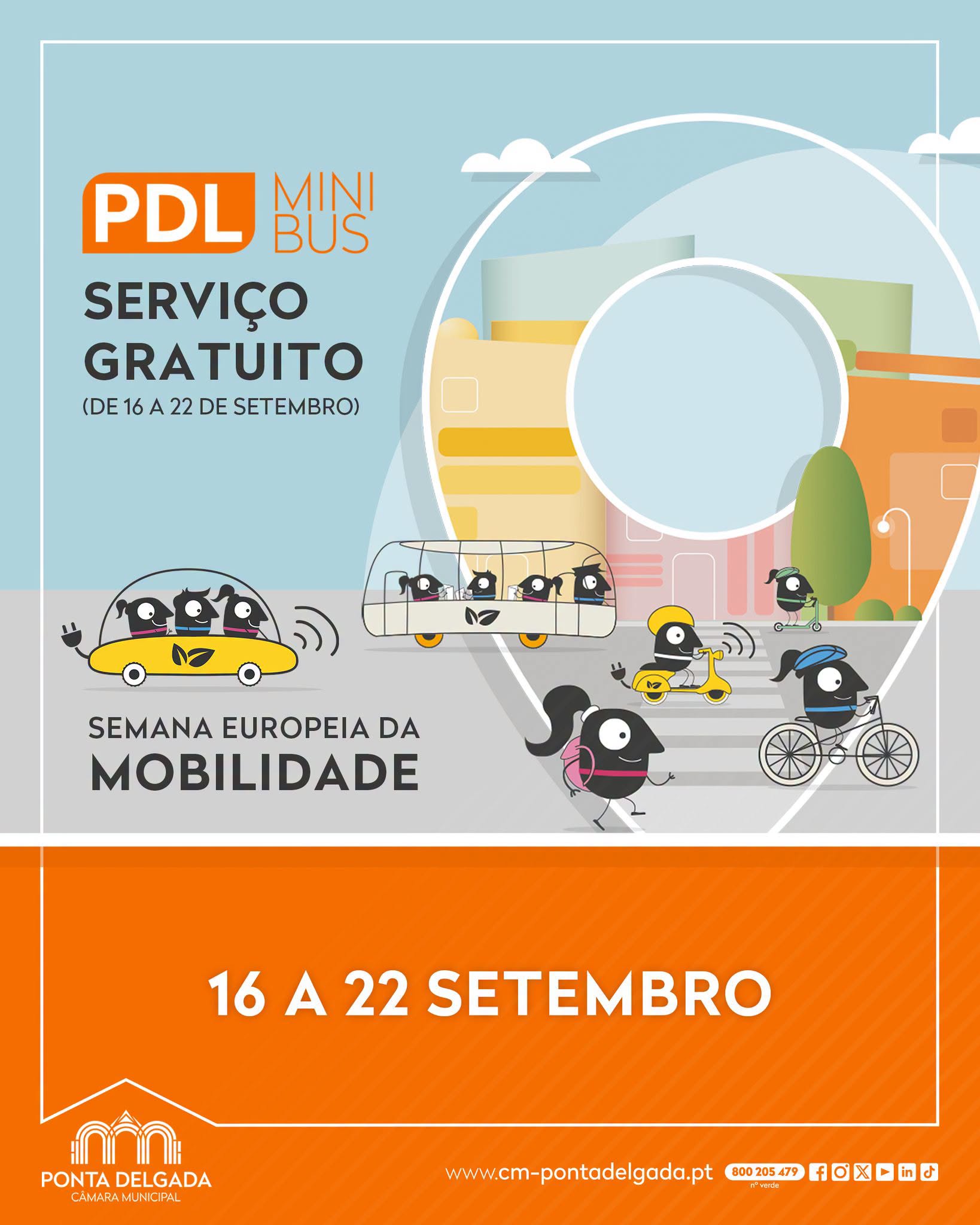Semana Europeia da Mobilidade 2026 em Ponta Delgada com Minibus gratuito de 16 a 22 de setembro