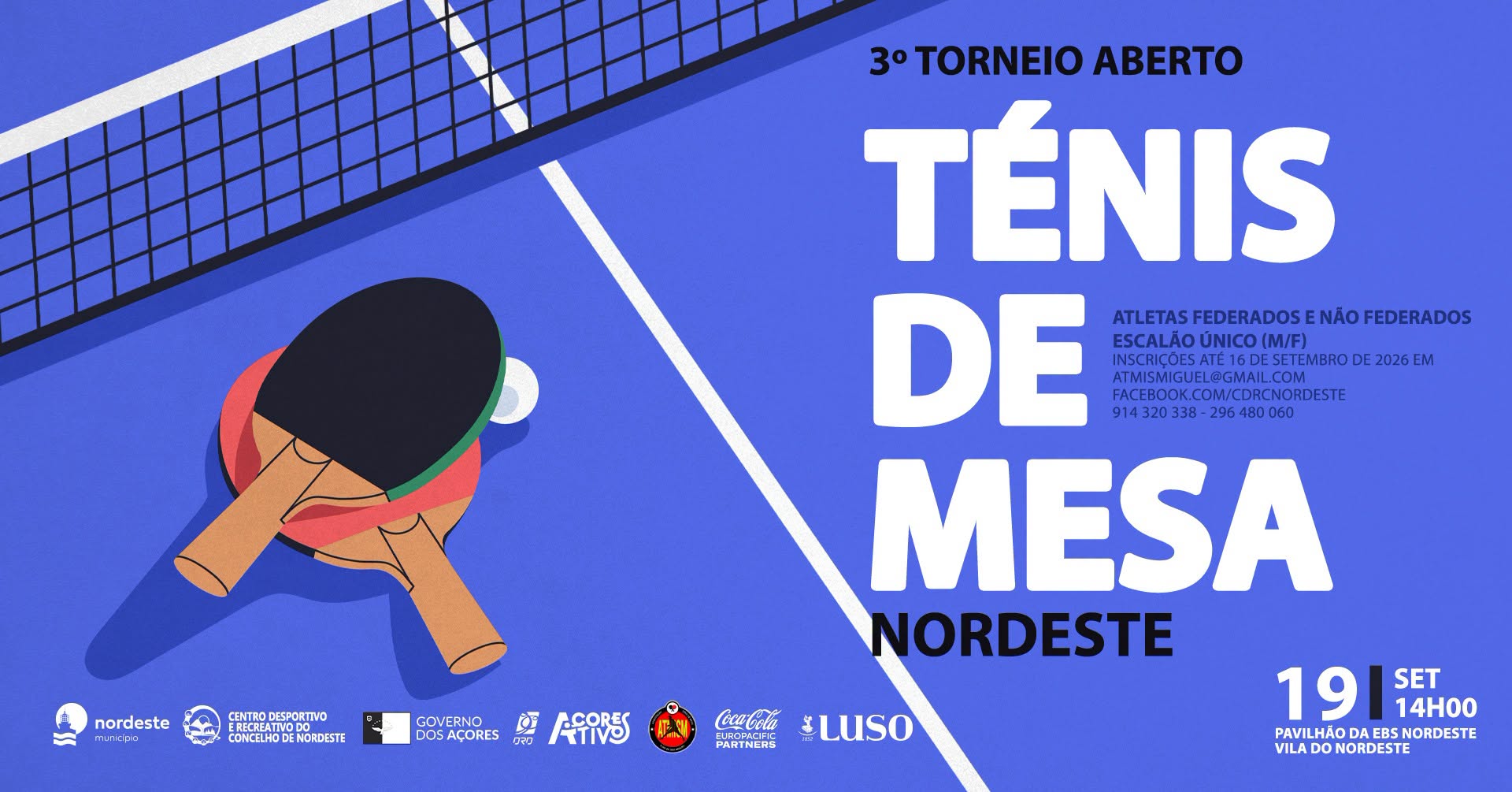 3.º Torneio de Ténis de Mesa Nordeste 2026 em São Miguel